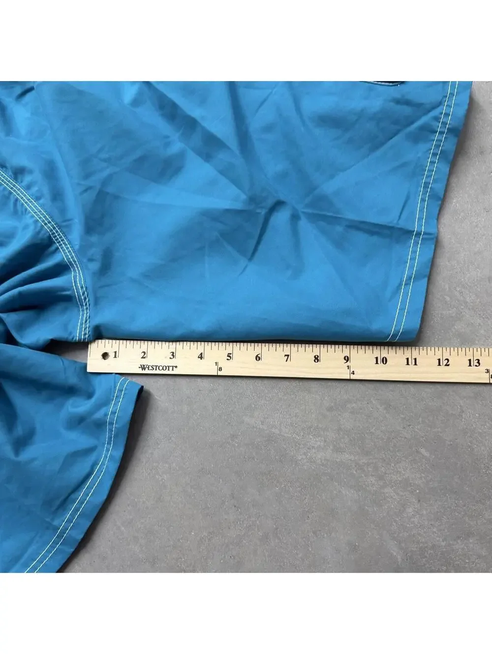 2000's Men's Kam Teal and White Striped Outdoors Bathing Suit Sized Large